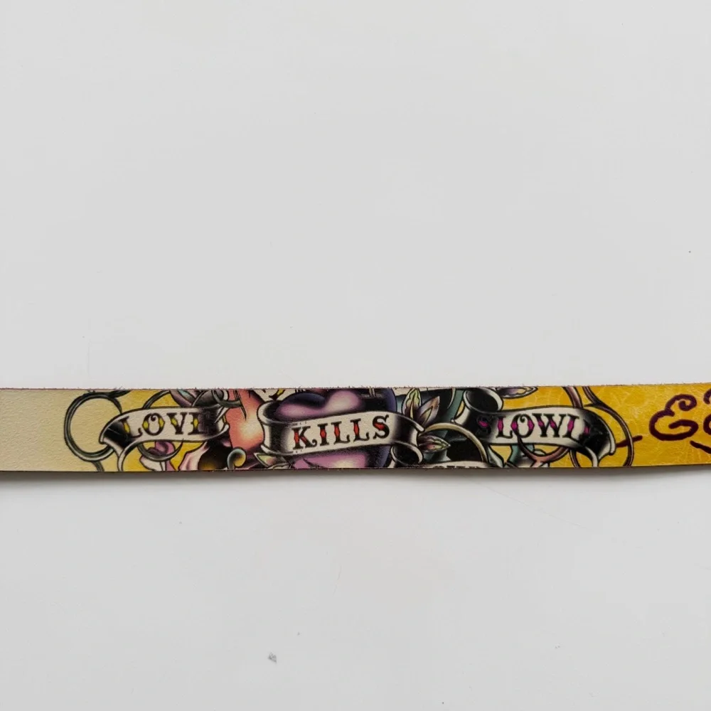 Ed Hardy LOVE KILLS SLOWLY Leather Belt size Small
